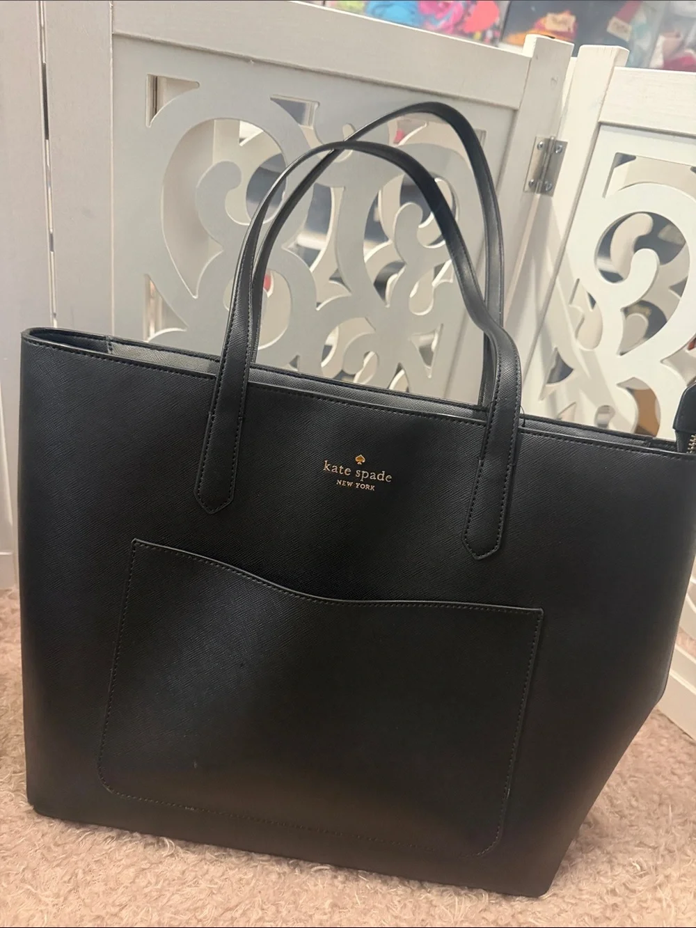 kate spade Black Leather Tote Bag large